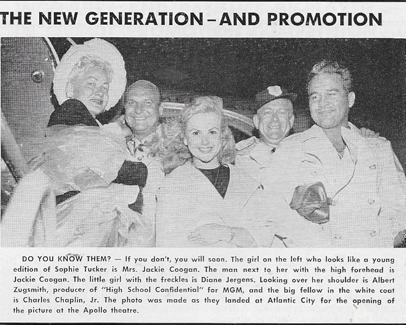 Jackie Coogan, Charles Chaplin Jr., Diane Jergens, and Albert Zugsmith at an event for High School Confidential! (1958)