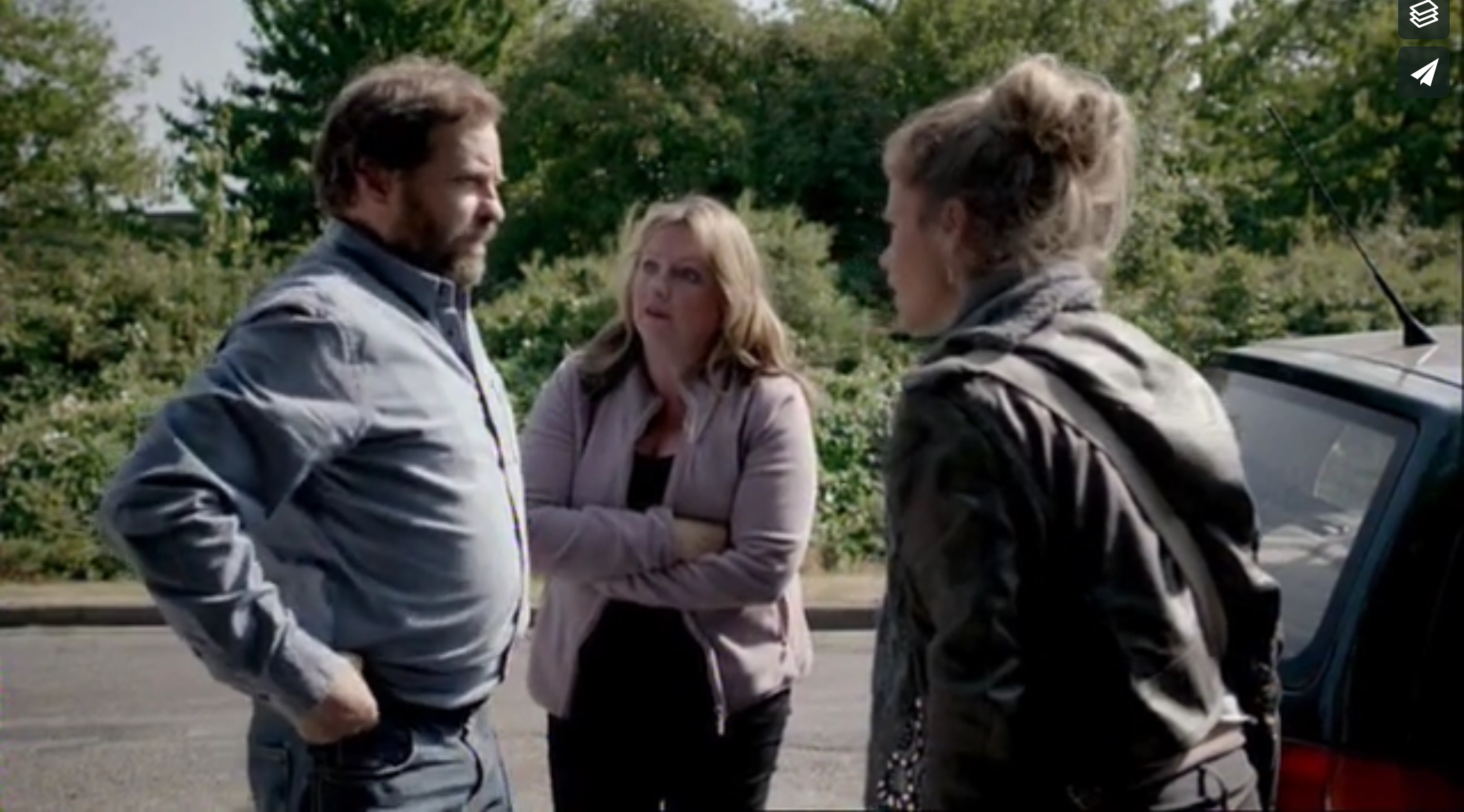 Sinéad Keenan, Tracey Lynch, and Ardal O'Hanlon in London Irish (2013)