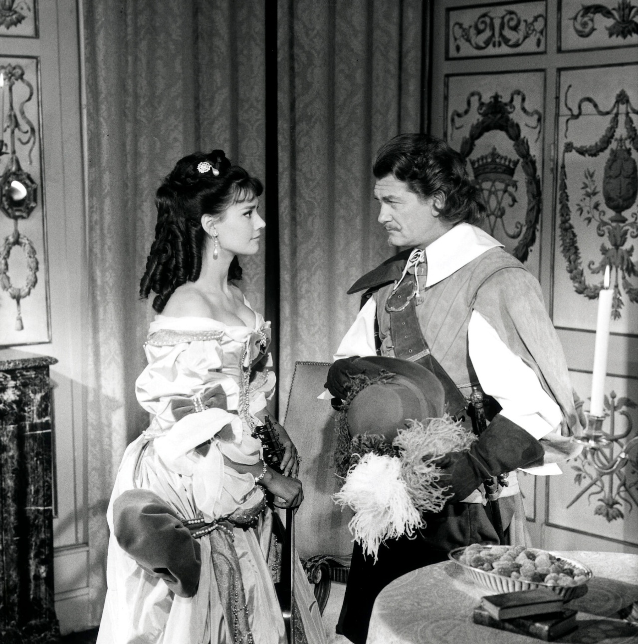 Claudine Auger and Jean Marais in The Iron Mask (1962)