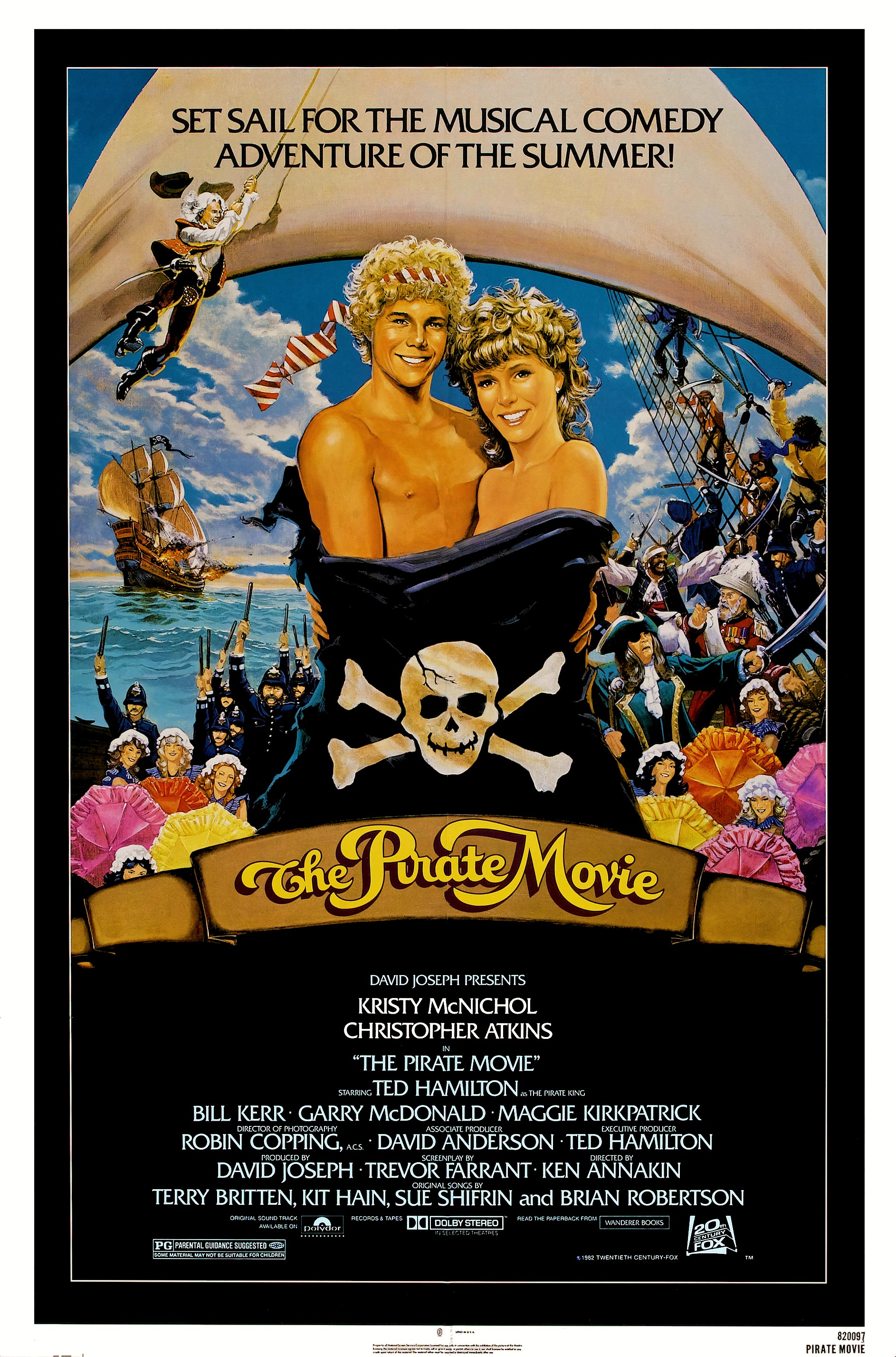 Christopher Atkins, Kristy McNichol, Ted Hamilton, Bill Kerr, Garry McDonald, and Chuck McKinney in The Pirate Movie (1982)