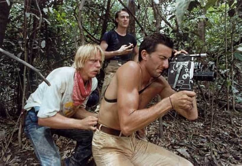 Luca Barbareschi, Perry Pirkanen, and Carl Gabriel Yorke in Cannibal Holocaust (1980)