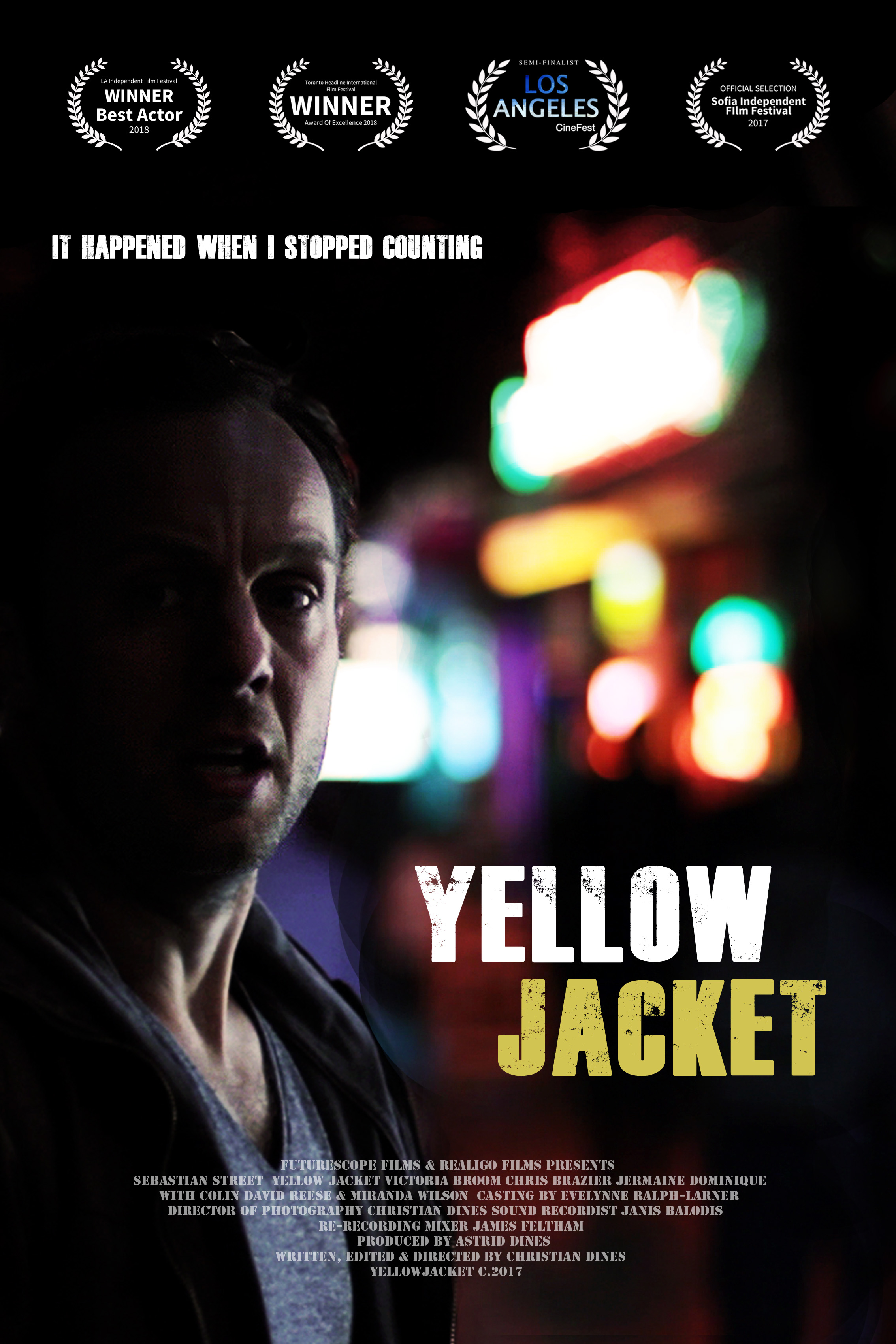 Miranda Wilson, Colin David Reese, Chris Brazier, Christian Dines, Sebastian Street, Victoria Broom, and Jermaine Dominique in Yellow Jacket (2017)