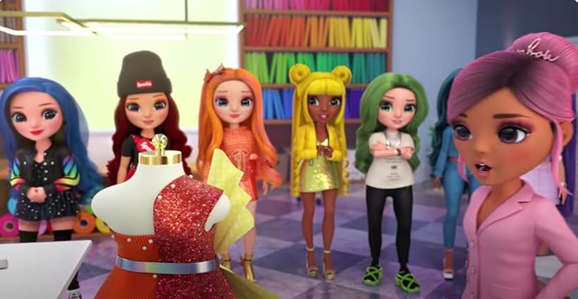 Tara Sands, Kira Buckland, Laura Megan Stahl, Brittany Lauda, Anairis Quinones, and Jenny Yokobori in Rainbow High (2020)