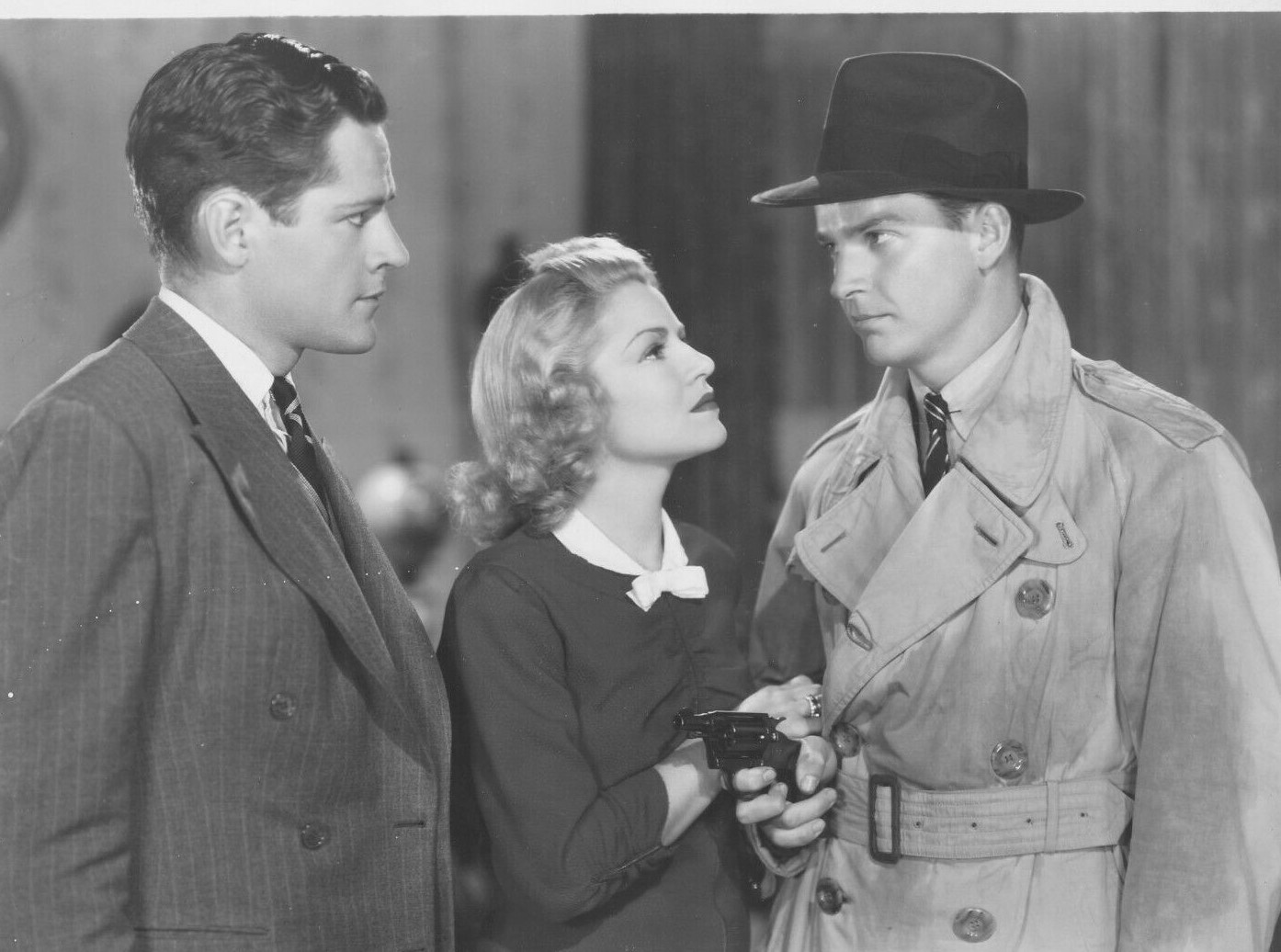 Alan Baxter, Claire Trevor, and Donald Woods in Big Town Girl (1937)