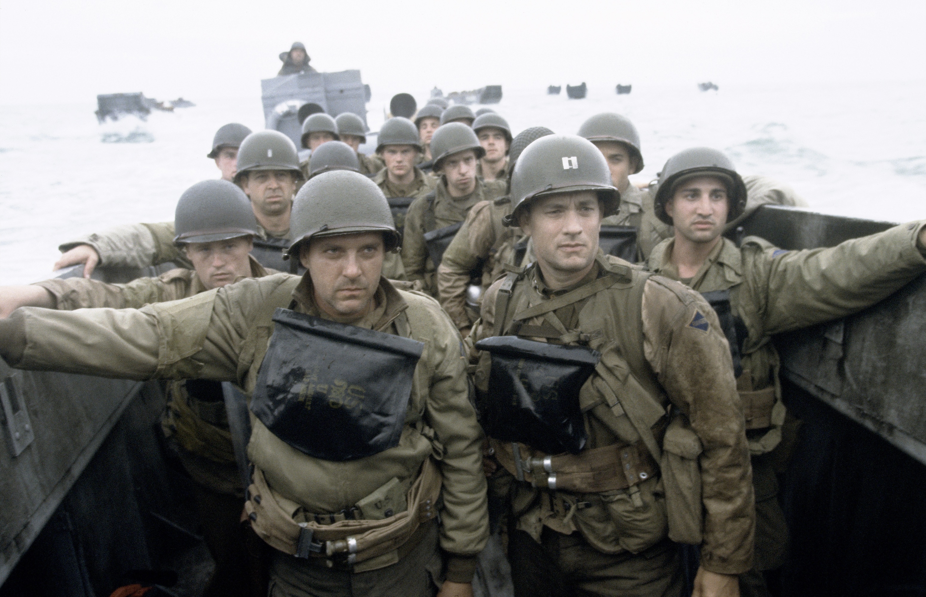 Tom Hanks, Tom Sizemore, Shashi Rami, and Rolf Saxon in Saving Private Ryan (1998)