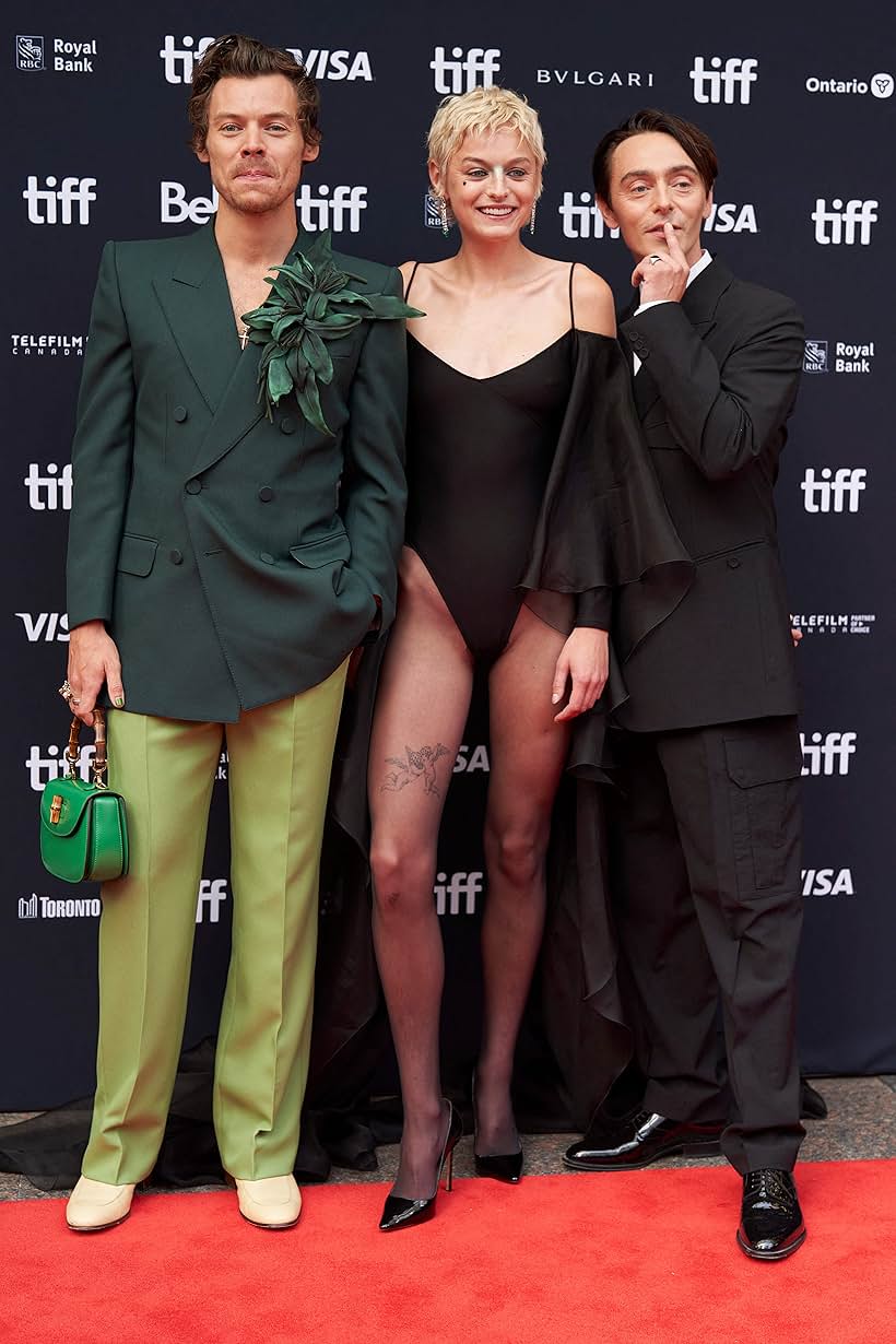 Emma Corrin, David Dawson, and Harry Styles at an event for My Policeman (2022)