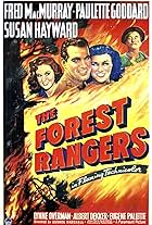 Susan Hayward, Paulette Goddard, Fred MacMurray, and Lynne Overman in The Forest Rangers (1942)