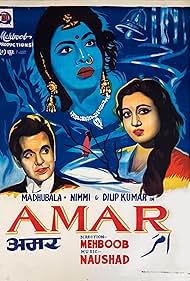 Dilip Kumar, Madhubala, and Nimmi in Amar (1954)