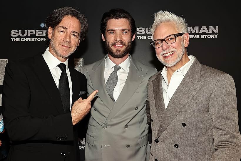 James Gunn, Peter Safran, and David Corenswet at an event for Super/Man: The Christopher Reeve Story (2024)