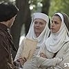 Miranda Richardson, Rupert Evans, and Charlotte Riley in World Without End (2012)