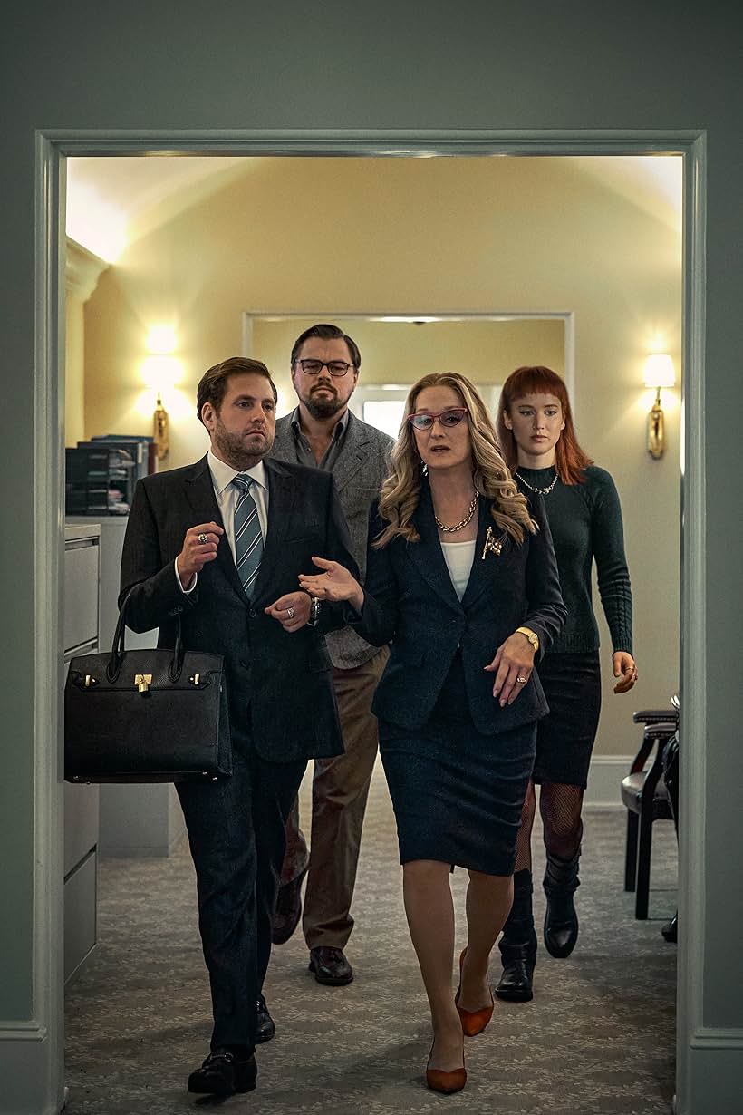 Leonardo DiCaprio, Meryl Streep, Jonah Hill, and Jennifer Lawrence in Don't Look Up (2021)