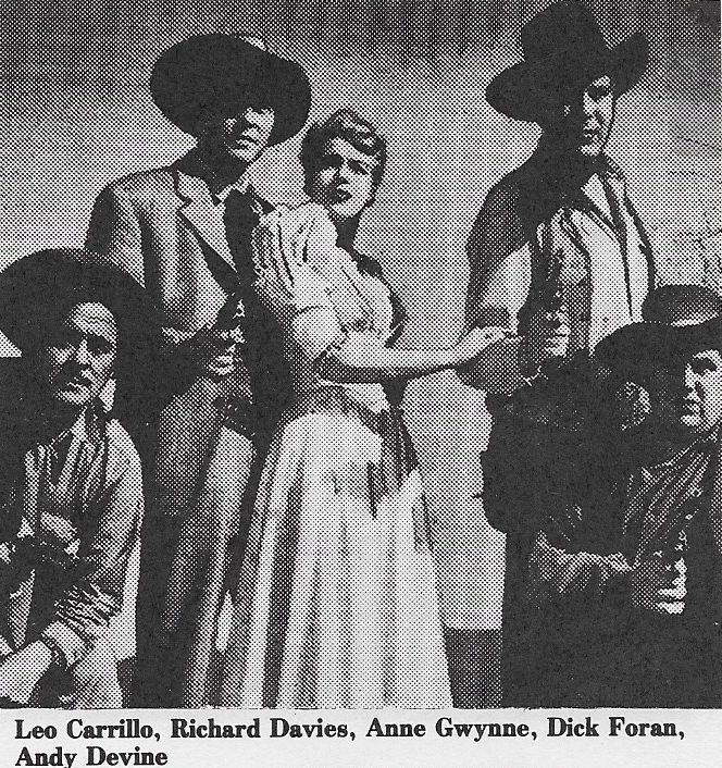 Leo Carrillo, Richard Davies, Andy Devine, Dick Foran, and Anne Gwynne in Road Agent (1941)