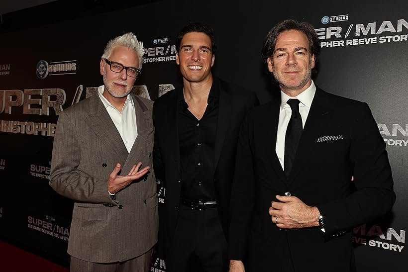 James Gunn, Will Reeve, and Peter Safran at an event for Super/Man: The Christopher Reeve Story (2024)