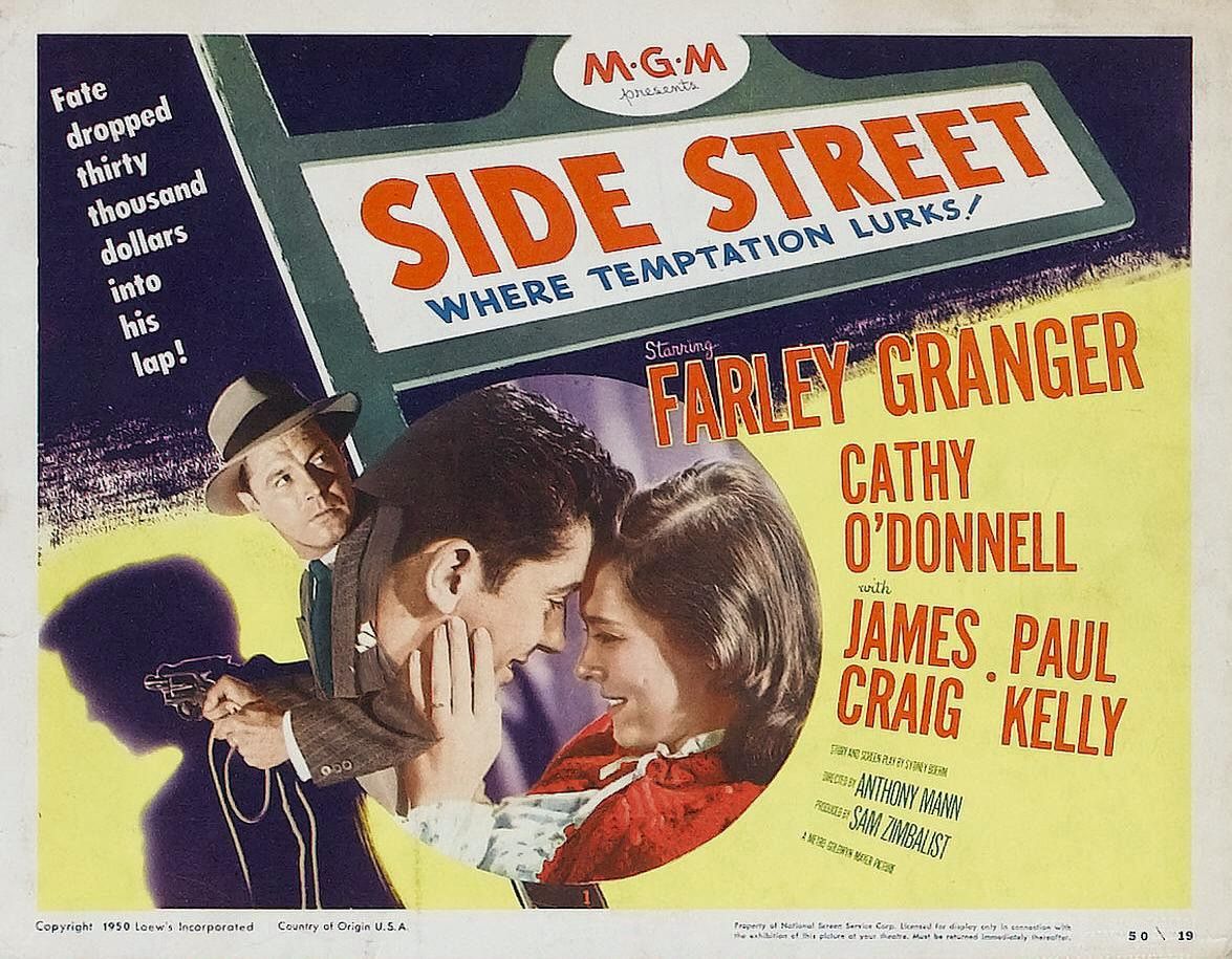 James Craig, Farley Granger, and Cathy O'Donnell in Side Street (1949)