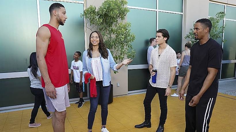 Amber Stevens West, Damon Wayans Jr., Felix Mallard, and Ben Simmons in Happy Together (2018)