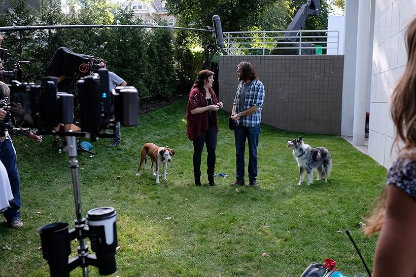 Timothy Omundson, Allison Tolman, Drake the Dog, and Ned the Dog in Downward Dog (2017)