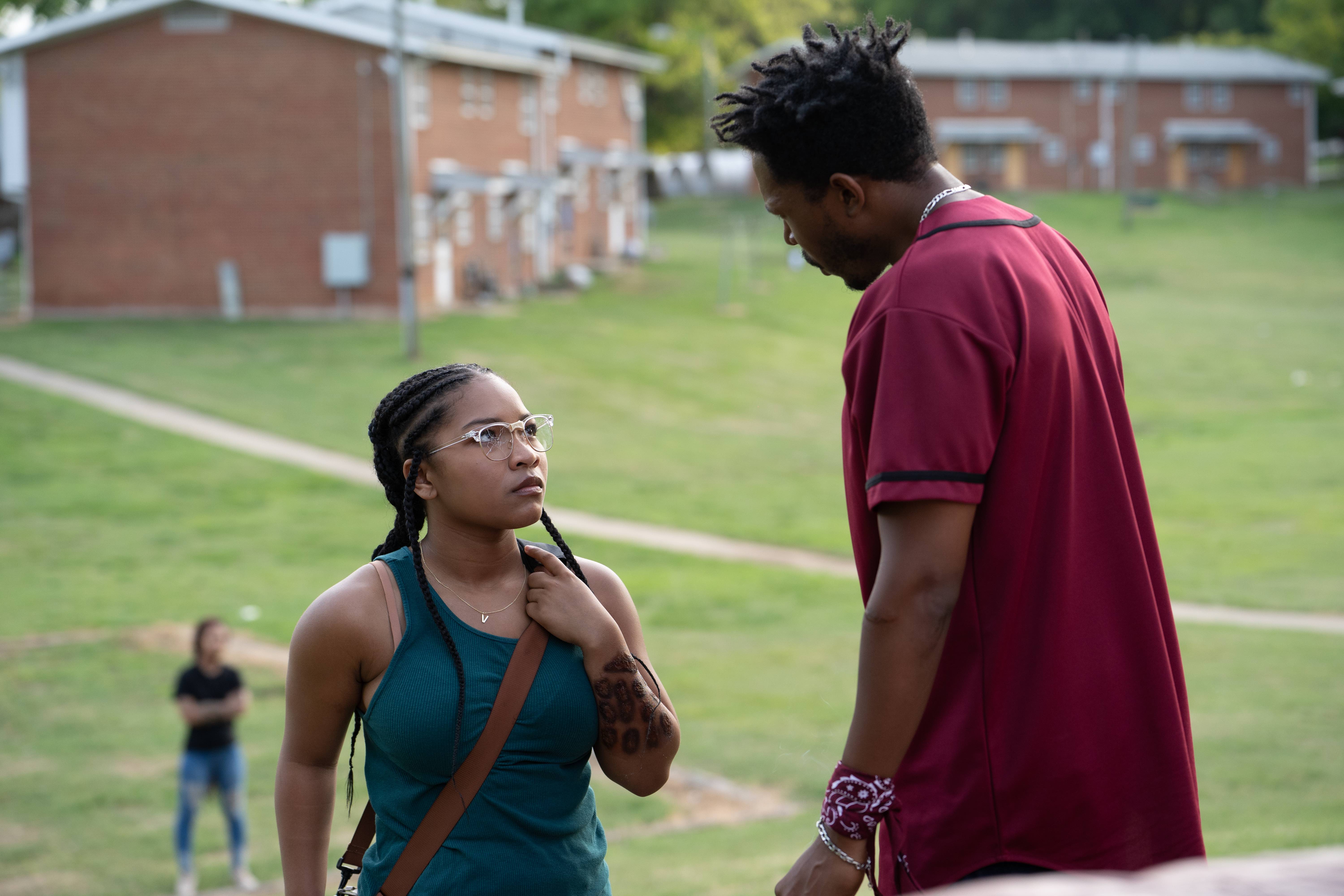 Denzel Whitaker and Laya DeLeon Hayes in The Angry Black Girl and Her Monster (2023)