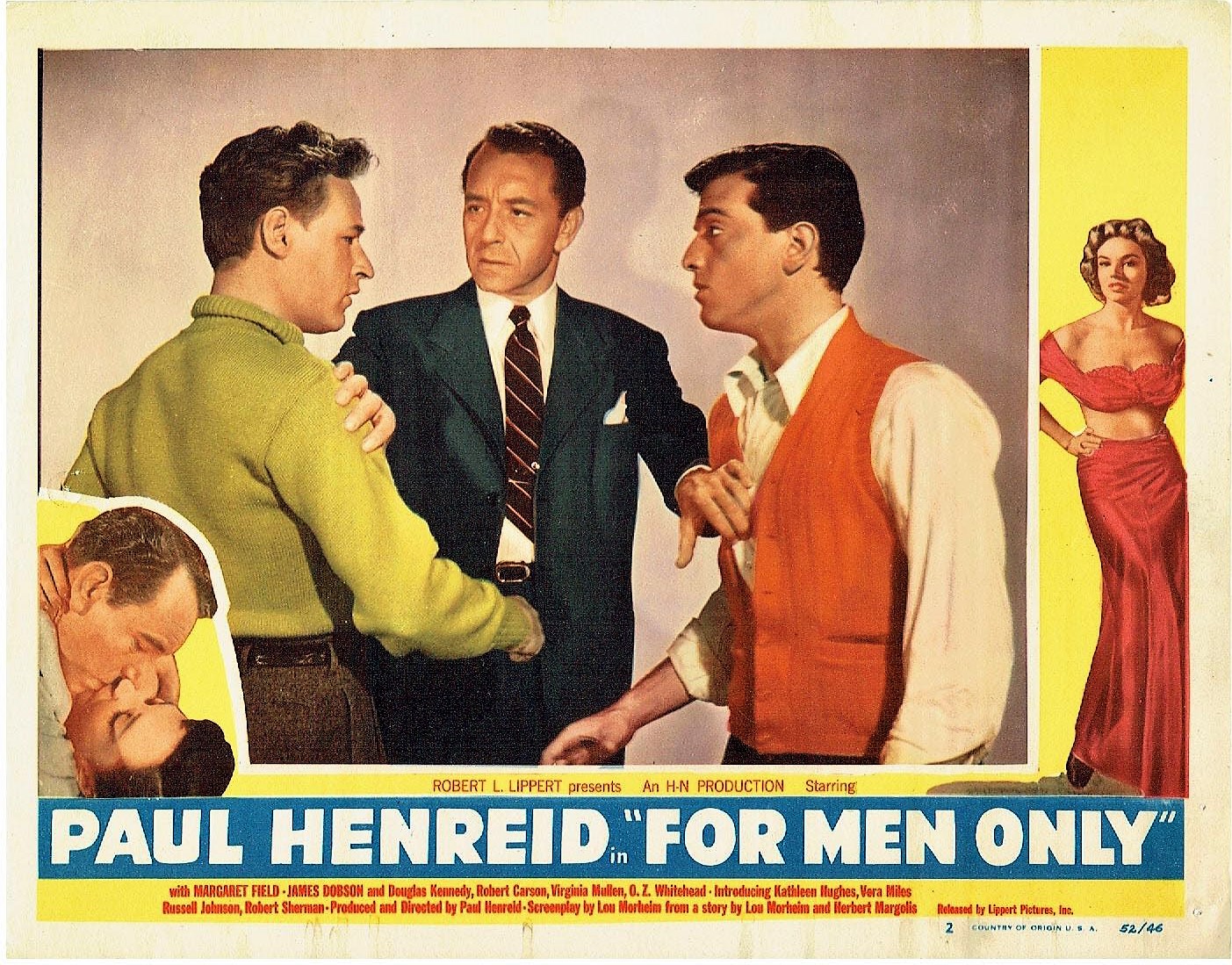 Paul Henreid, Russell Johnson, and Robert Sherman in For Men Only (1952)