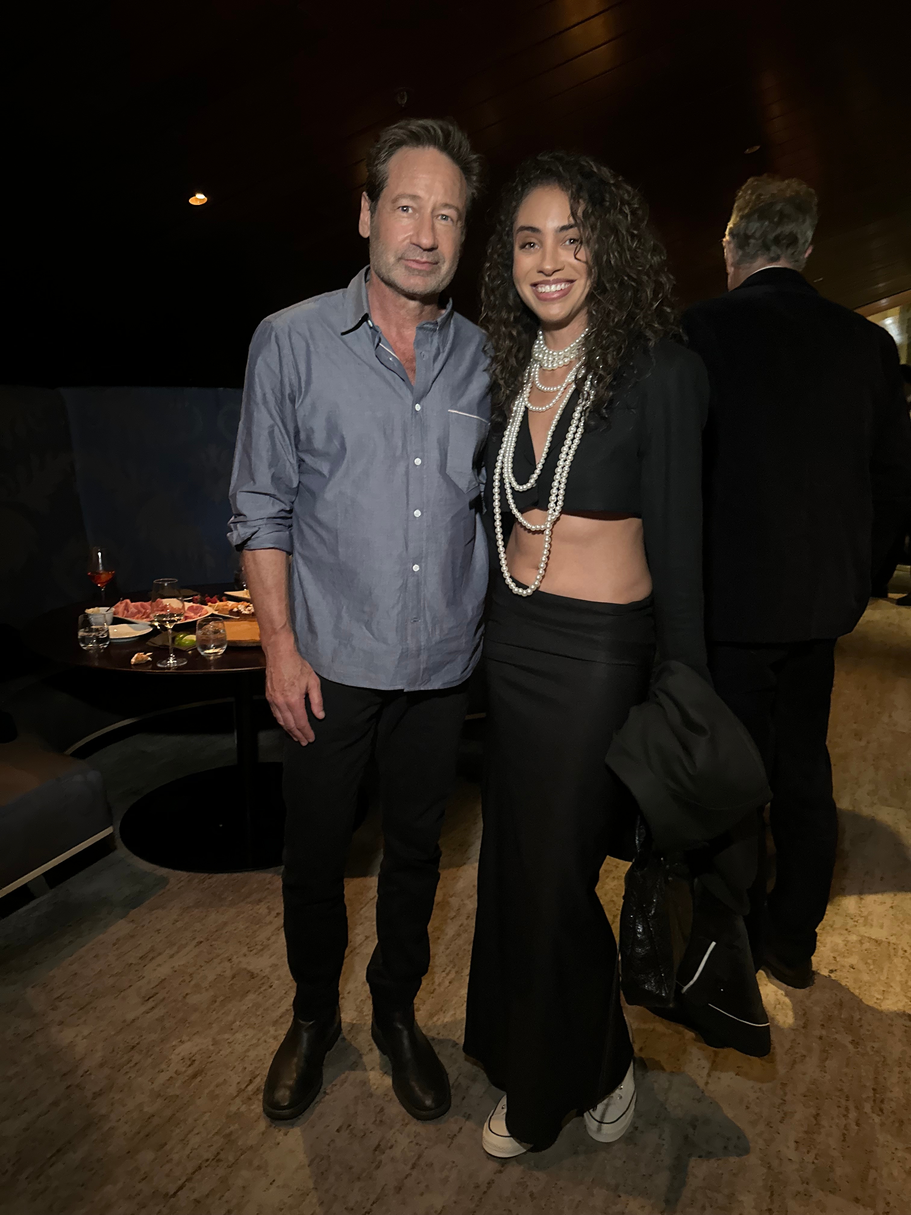 David Duchovny and Marissa Hill attend the Premiere of What Happens Later in New York