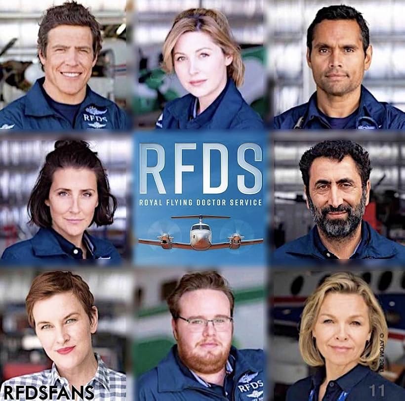 Rodney Afif, Justine Clarke, Kate Mulvany, Ash Ricardo, Stephen Peacocke, Emma Hamilton, Jack Scott, and Rob Collins in RFDS (2021)