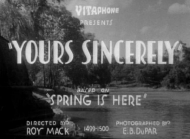 Yours Sincerely (1933)