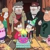 Linda Cardellini, Jason Ritter, J.K. Simmons, Kristen Schaal, Niki Yang, Carl Faruolo, and Alex Hirsch in Gravity Falls (2012)