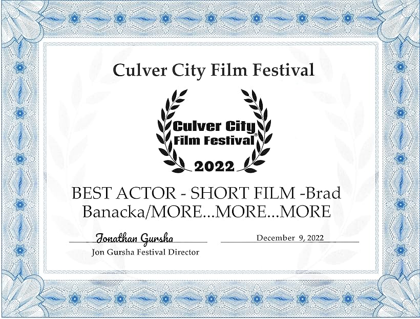 WINNER  - BEST ACTOR SHORT FILM - Culver City Film Festival