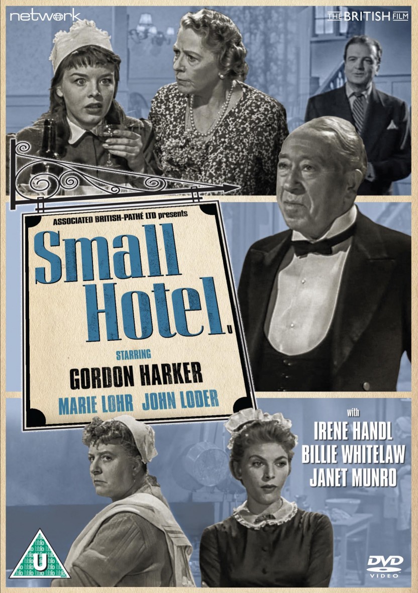 Irene Handl, Gordon Harker, John Loder, Marie Lohr, Janet Munro, and Billie Whitelaw in Small Hotel (1957)