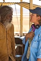 Catriona with David Gulpilil on  the set of Satellite Boy.