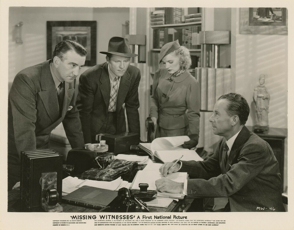 Virginia Dale, Harry Fox, John Litel, and Dick Purcell in Missing Witnesses (1937)