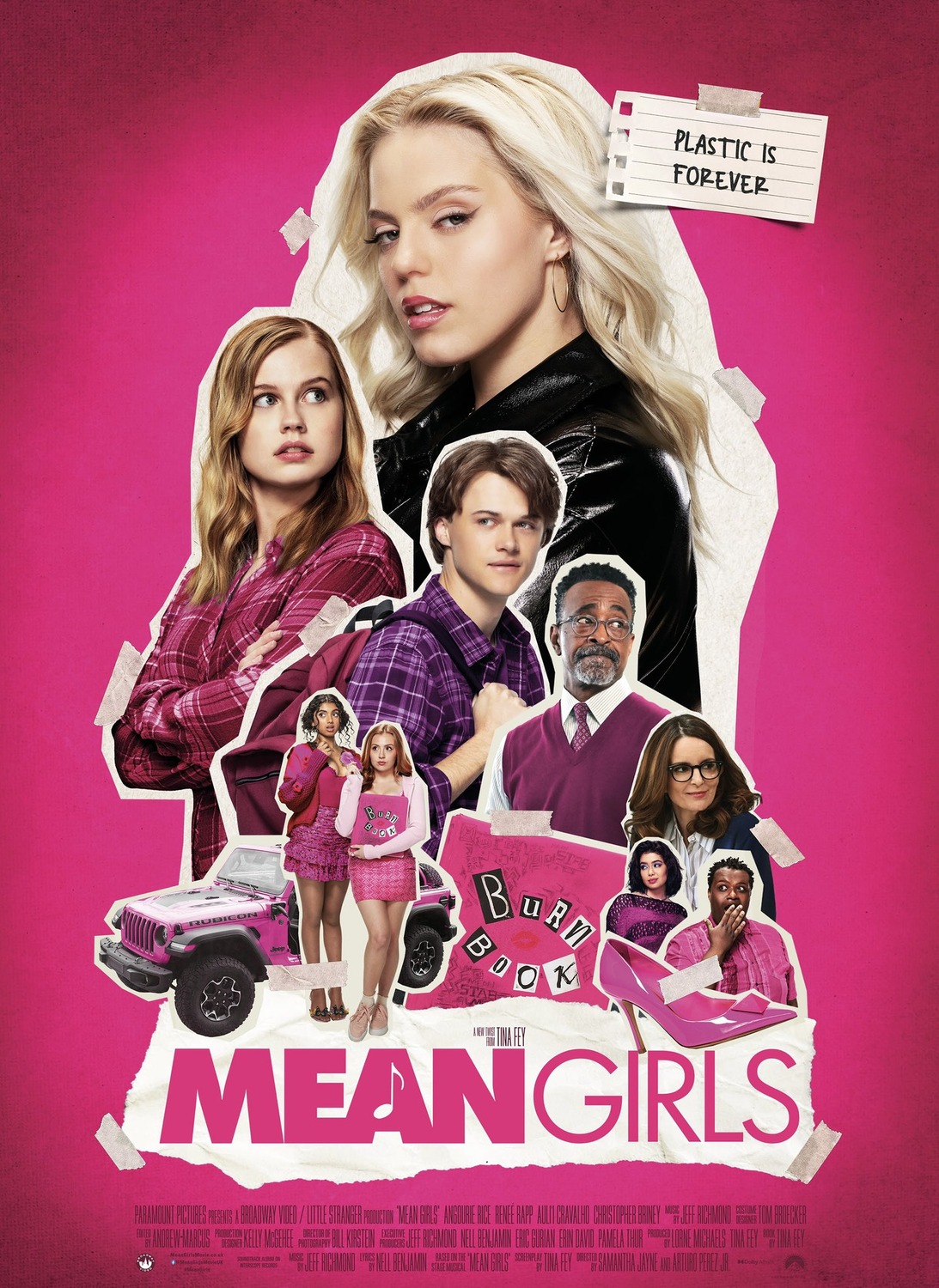 Tim Meadows, Tina Fey, Christopher Briney, Reneé Rapp, Jaquel Spivey, Angourie Rice, Bebe Wood, Avantika, and Auli'i Cravalho in Mean Girls (2024)