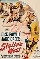 Jane Greer and Dick Powell in Station West (1948)