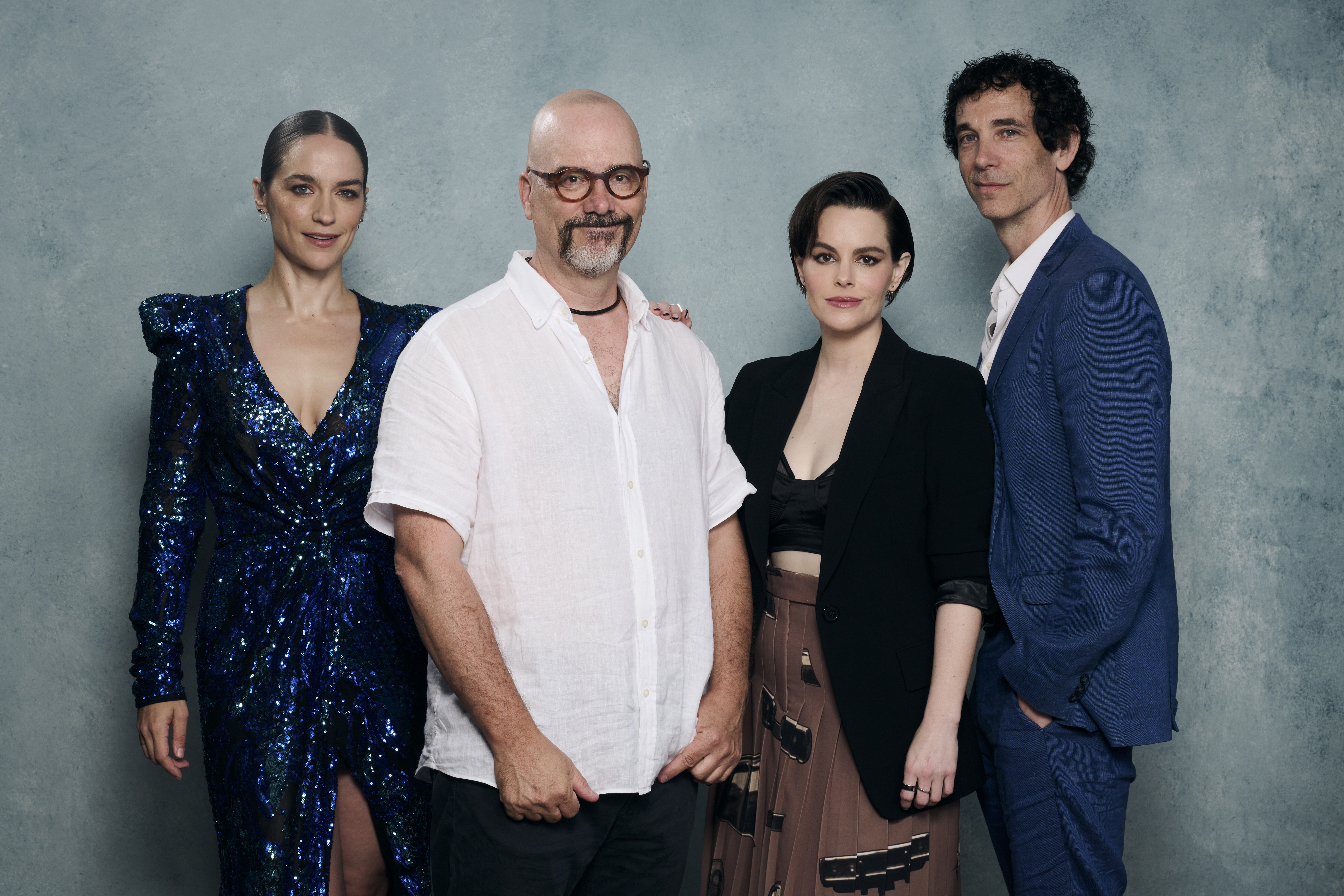 Jonas Chernick, Sean Garrity, Emily Hampshire, and Melanie Scrofano at an event for The End of Sex (2022)