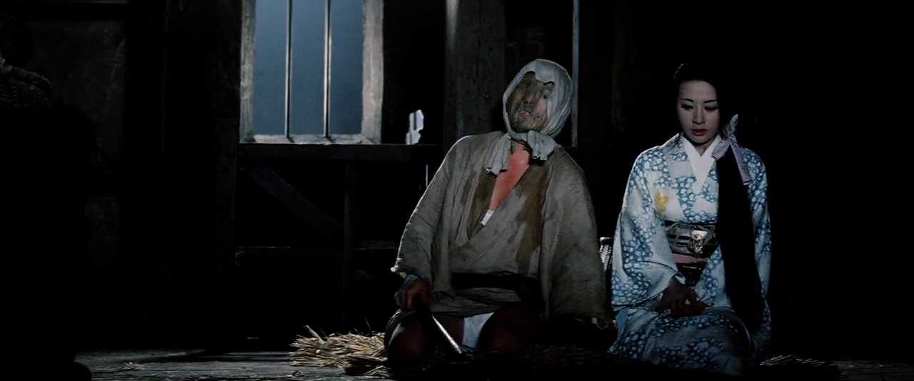 Shintarô Katsu and Kazuko Yoshiyuki in Zatoichi Goes to the Fire Festival (1970)