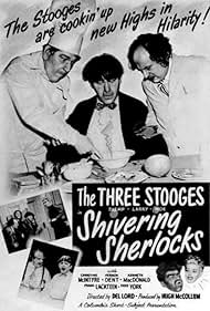 Moe Howard, Larry Fine, Shemp Howard, and Christine McIntyre in Shivering Sherlocks (1948)