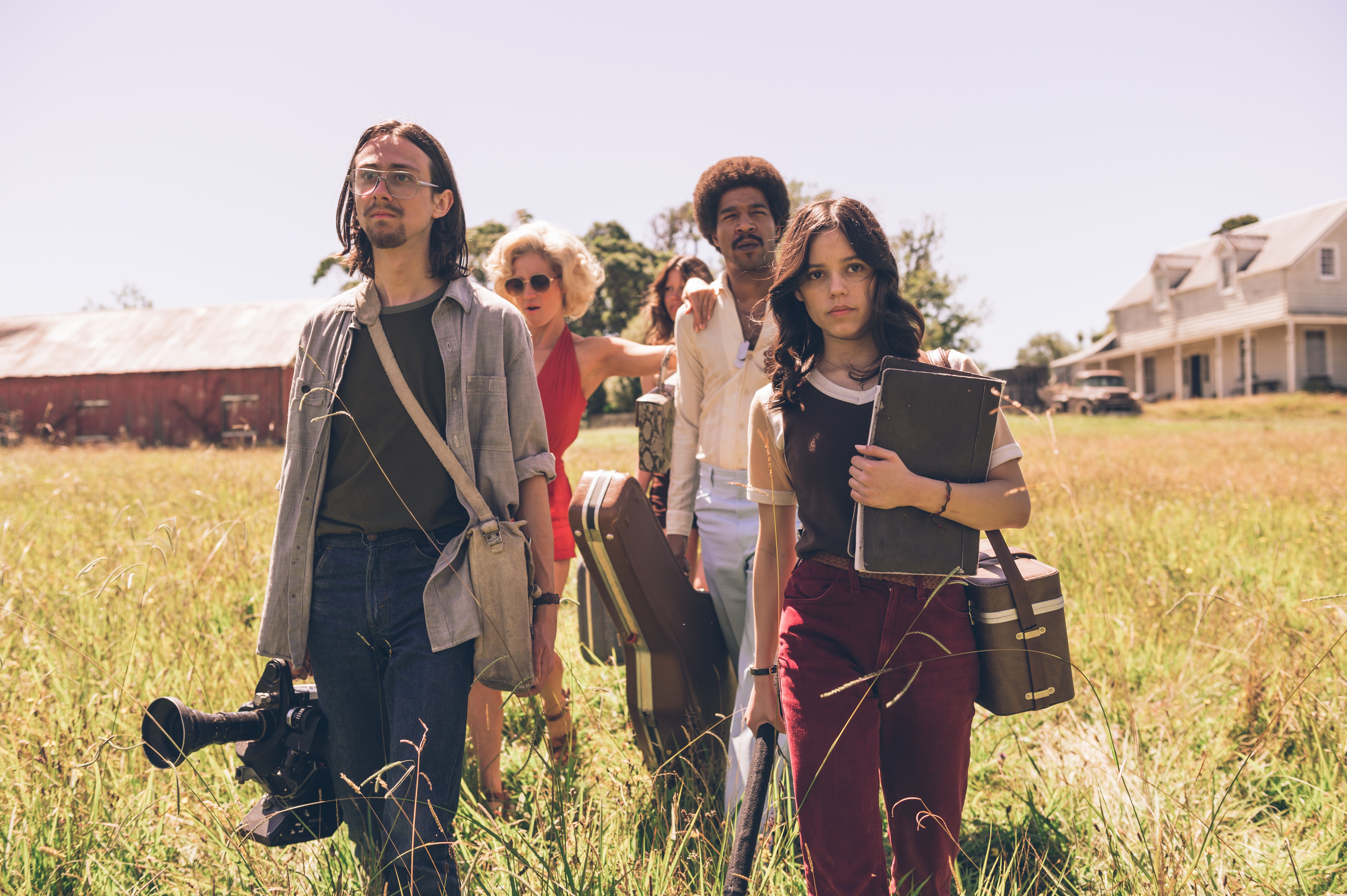 Brittany Snow, Kid Cudi, Owen Campbell, Jenna Ortega, and Mia Goth in X (2022)