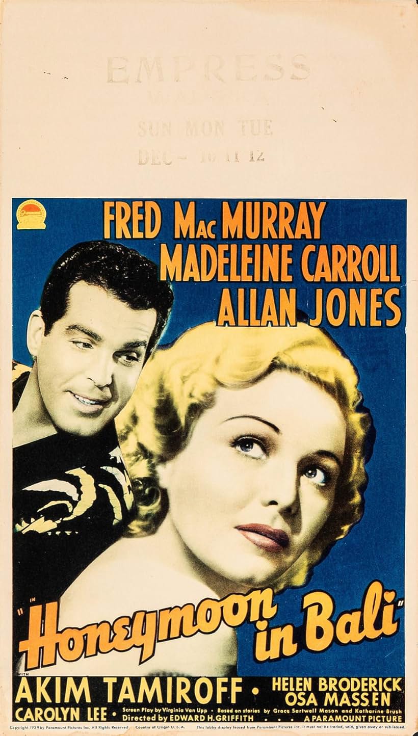 Madeleine Carroll and Fred MacMurray in Honeymoon in Bali (1939)