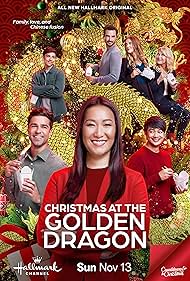 Barbara Niven, Antonio Cupo, Osric Chau, Kara Wang, Sara Canning, Markian Tarasiuk, and David I. Strasser in Christmas at the Golden Dragon (2022)