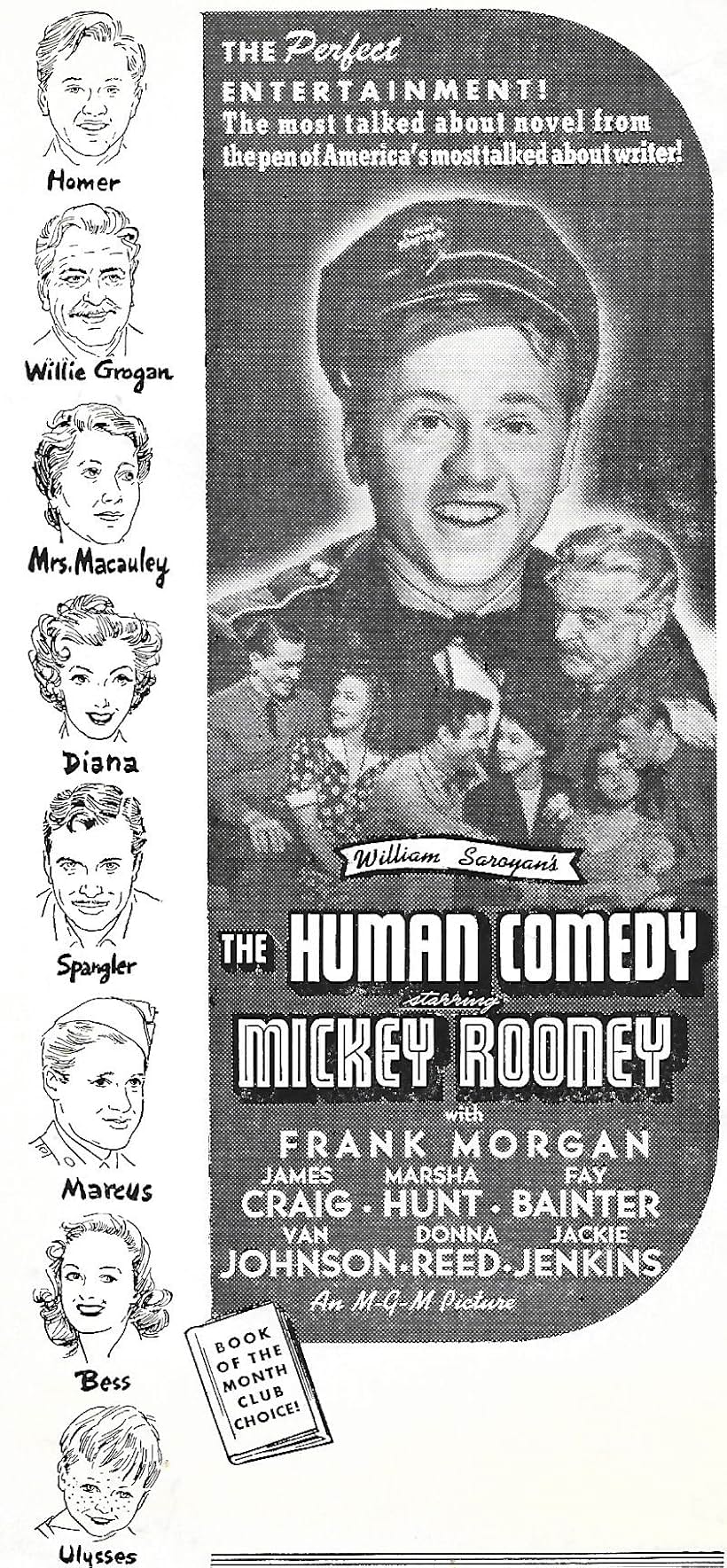 Donna Reed, Mickey Rooney, Van Johnson, Fay Bainter, James Craig, Marsha Hunt, Jackie 'Butch' Jenkins, and Frank Morgan in The Human Comedy (1943)