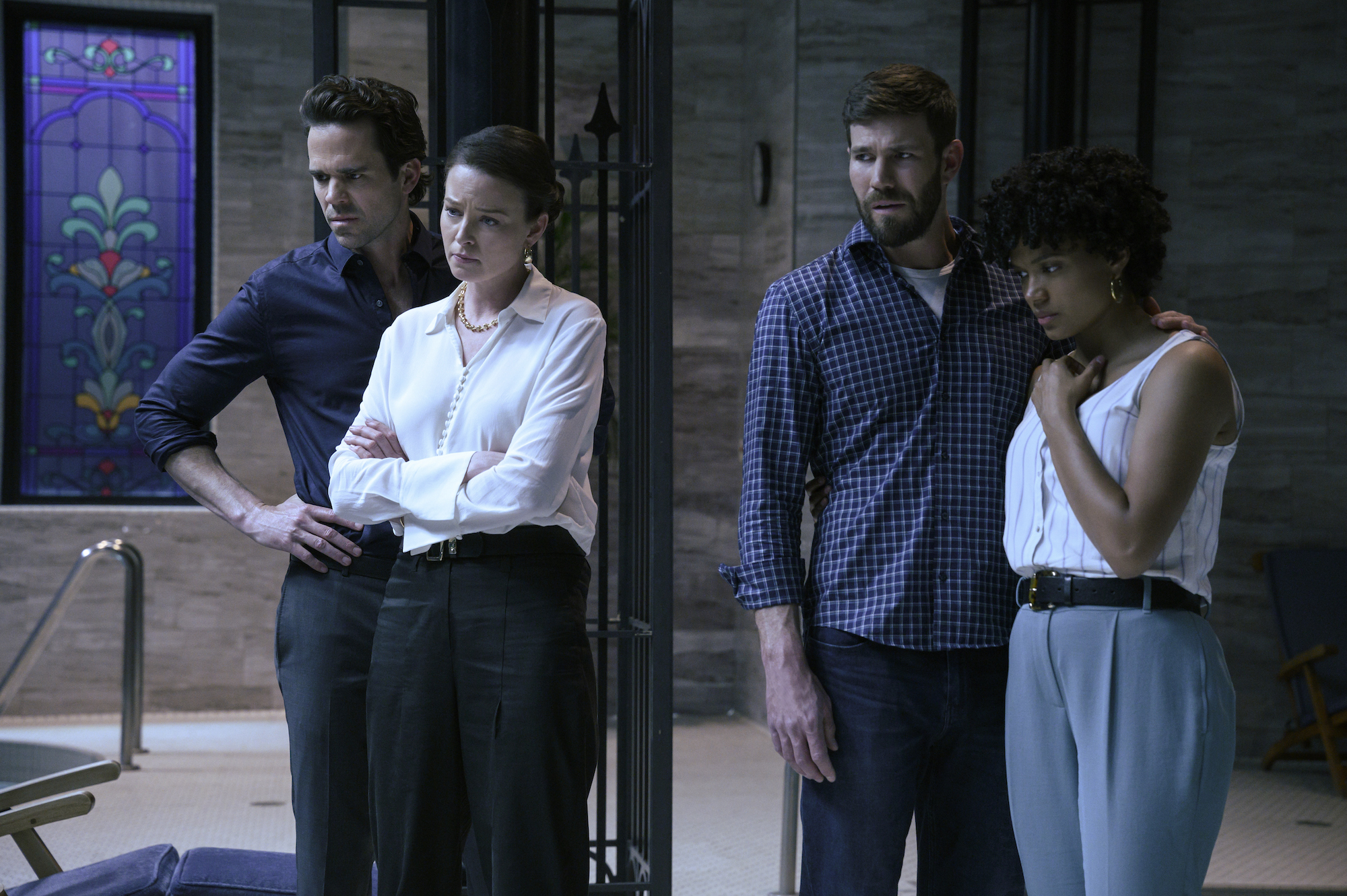 Rachel Nichols, David Walton, Austin Stowell, and Briana Middleton in The Inheritance (2024)