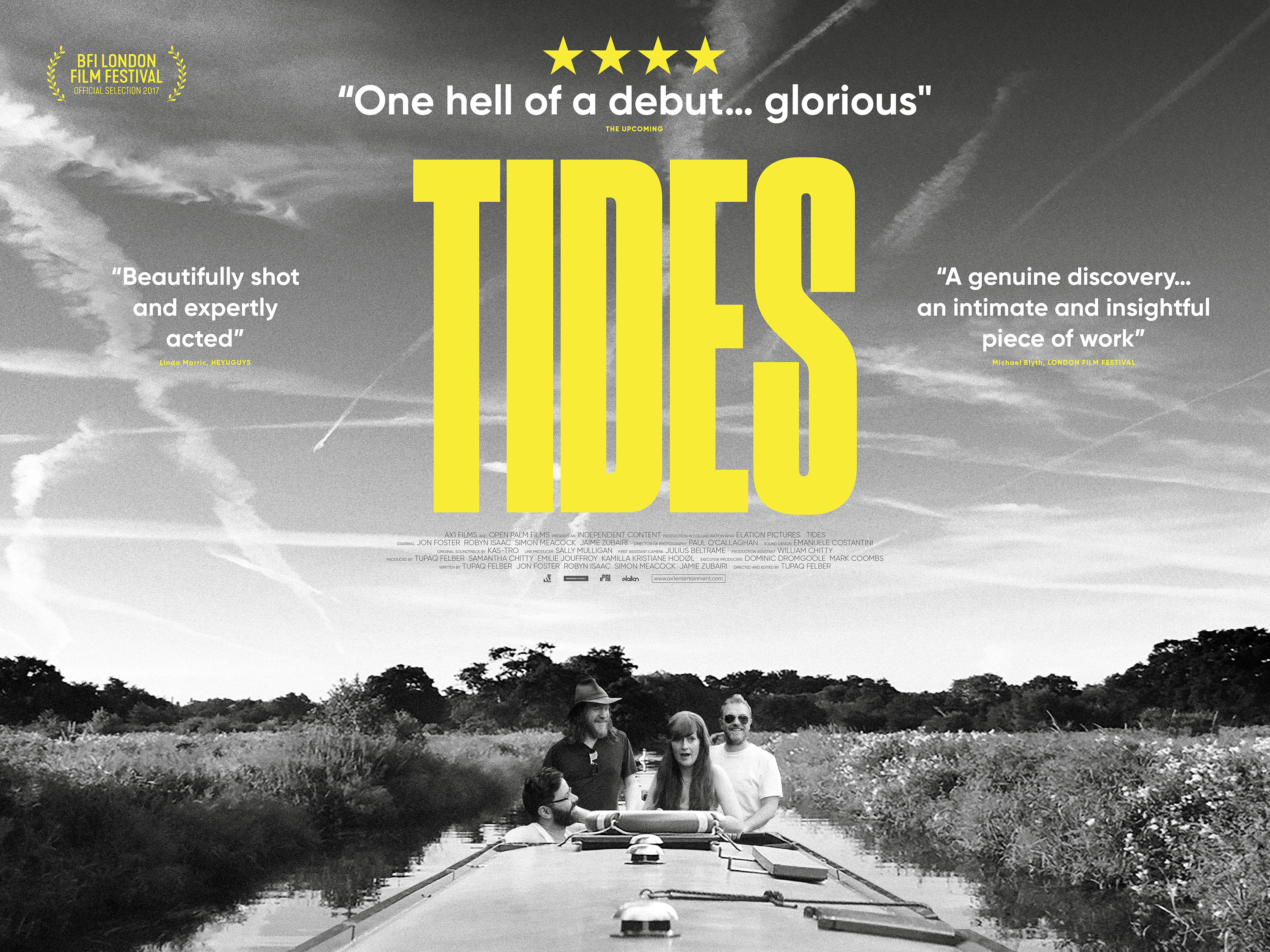 Simon Meacock, Jon Foster, Paul O'Callaghan, Robyn Isaac, Jamie Zubairi, and Tupaq Felber in Tides (2017)