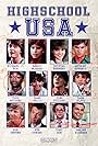 Michael J. Fox, Anthony Edwards, Bob Denver, Crystal Bernard, Todd Bridges, Tony Dow, Dwayne Hickman, Ken Osmond, Dana Plato, Tom Villard, and Dawn Wells in High School U.S.A. (1983)