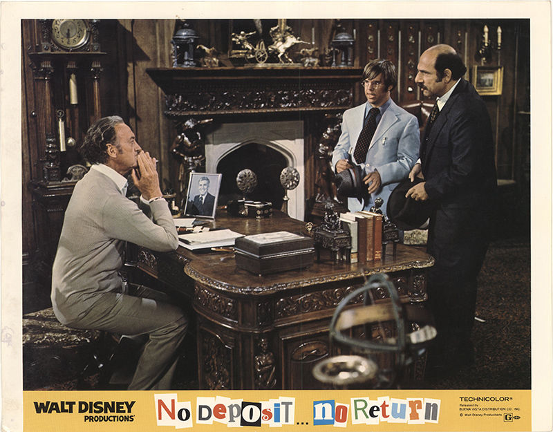 David Niven, Charles Martin Smith, and Herschel Bernardi in No Deposit, No Return (1976)