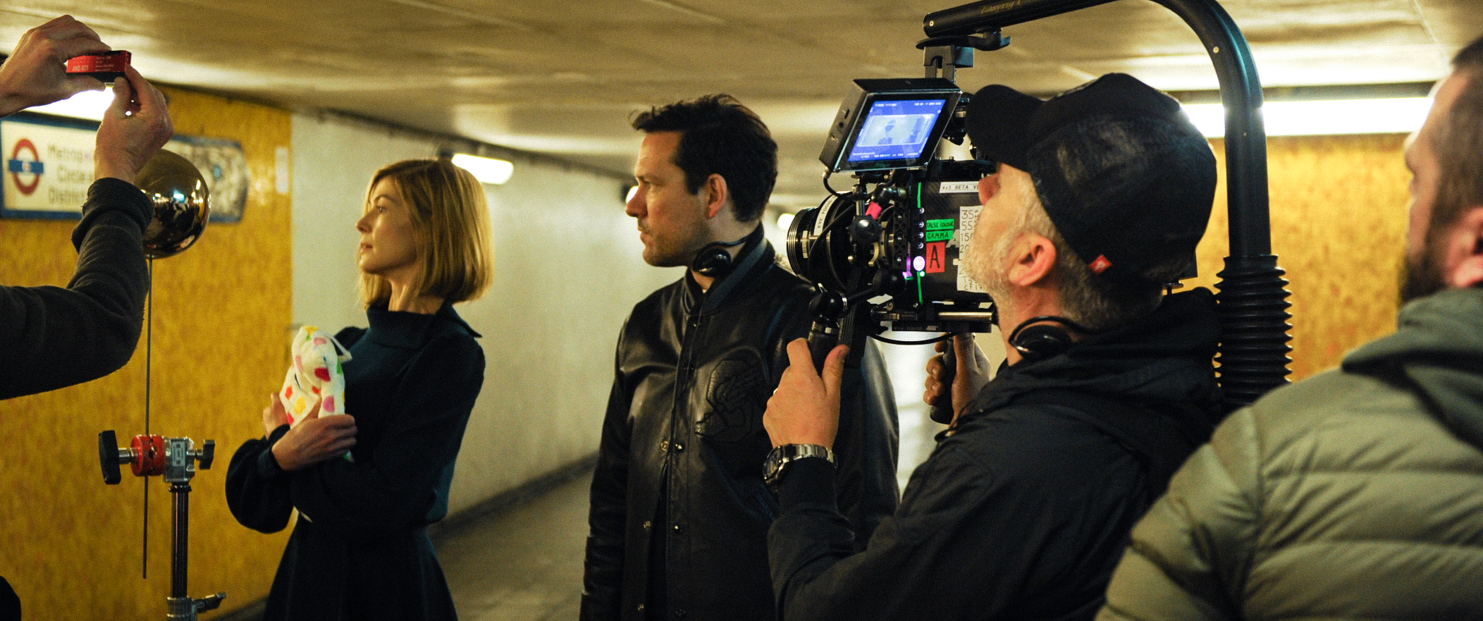 Rosamund Pike, Ringan Ledwidge and Franz Lustig @ Massive Attack shoot