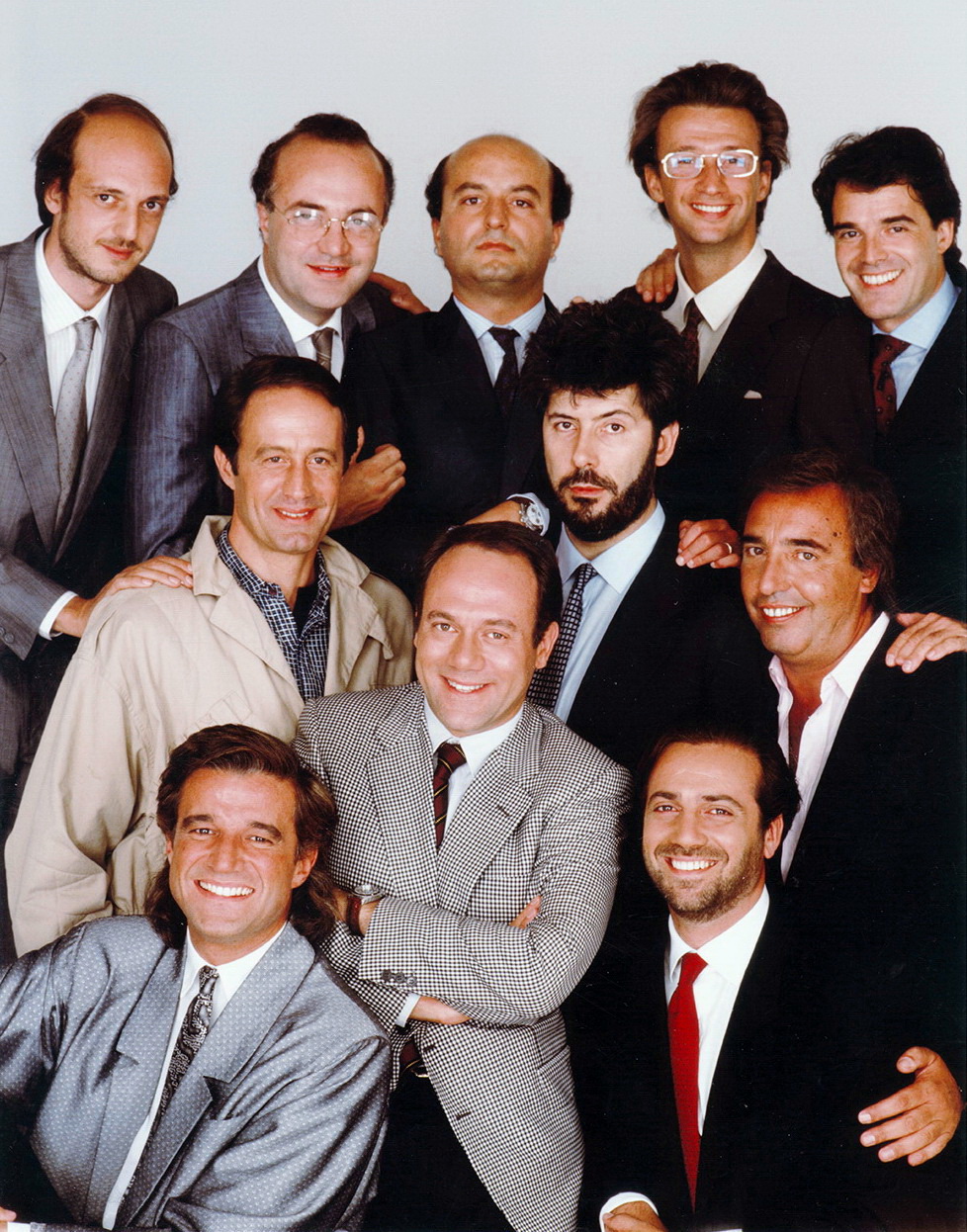 Alessandro Benvenuti, Angelo Bernabucci, Christian De Sica, Maurizio Ferrini, Massimo Ghini, Piero Natoli, Luigi Petrucci, Fabio Traversa, Silvio Vannucci, Carlo Verdone, and Giovanni Vettorazzo in Compagni di scuola (1988)