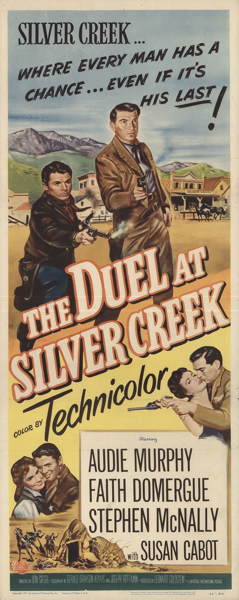 Audie Murphy, Susan Cabot, Faith Domergue, and Stephen McNally in The Duel at Silver Creek (1952)