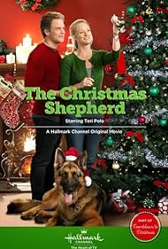 Teri Polo, Martin Cummins, and Ace in The Christmas Shepherd (2014)