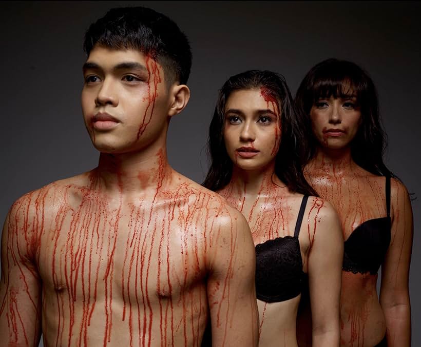 Katrina Dovey, Elijah Canlas, and Phoebe Walker in Livescream (2022)