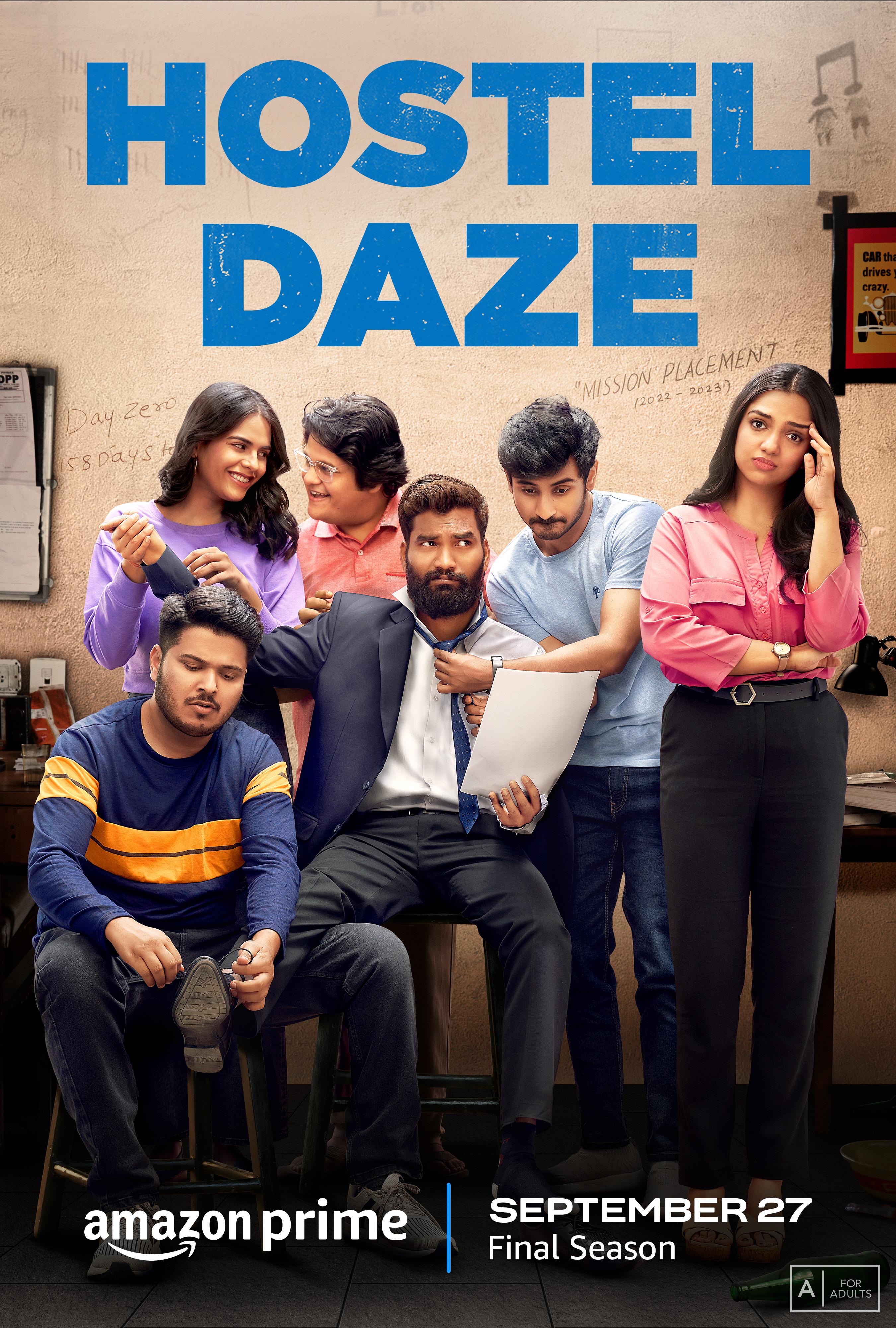 Utsav Sarkar, Shubham Gaur, Ahsaas Channa, Ayushi Gupta, Nikhil Vijay, and Luv Vispute in Hostel Daze (2019)