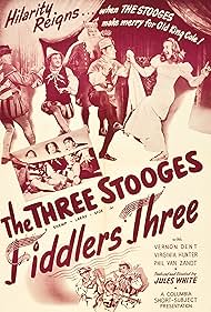 Moe Howard, Larry Fine, Shemp Howard, and Virginia Hunter in Fiddlers Three (1948)